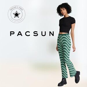 Pacsun LA Hearts Green Printed Sweater Flare High Rise Pants Women's Size S